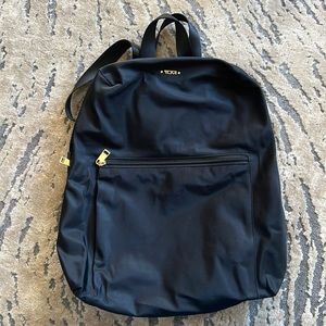 Tumi Black Backpack with luggage strap